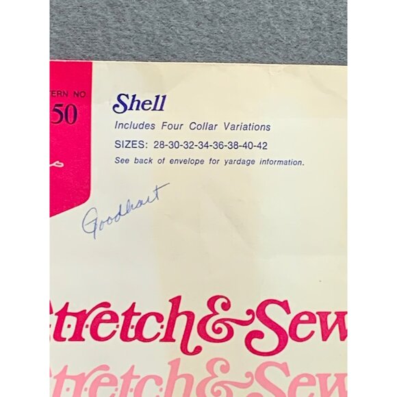 Vintage Stretch & Sew Pattern #350 Shell Blouse 28-42 Bust Sizes & 4 Collar Vari - Picture 2 of 3